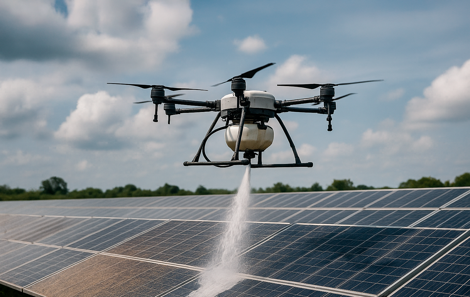 Drone de limpeza industrial em ação